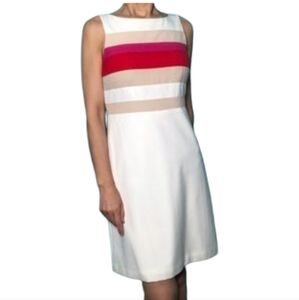 ❤️2/$22 White House Black Market Women Red White Pink Sleeveless Dress US.Size 6
